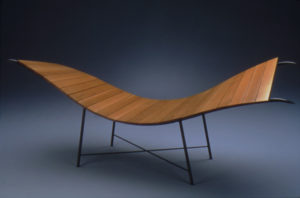 Hammock Bench, 28” x 60” x 18”, White Oak, Steel, 2001 by Don Miller